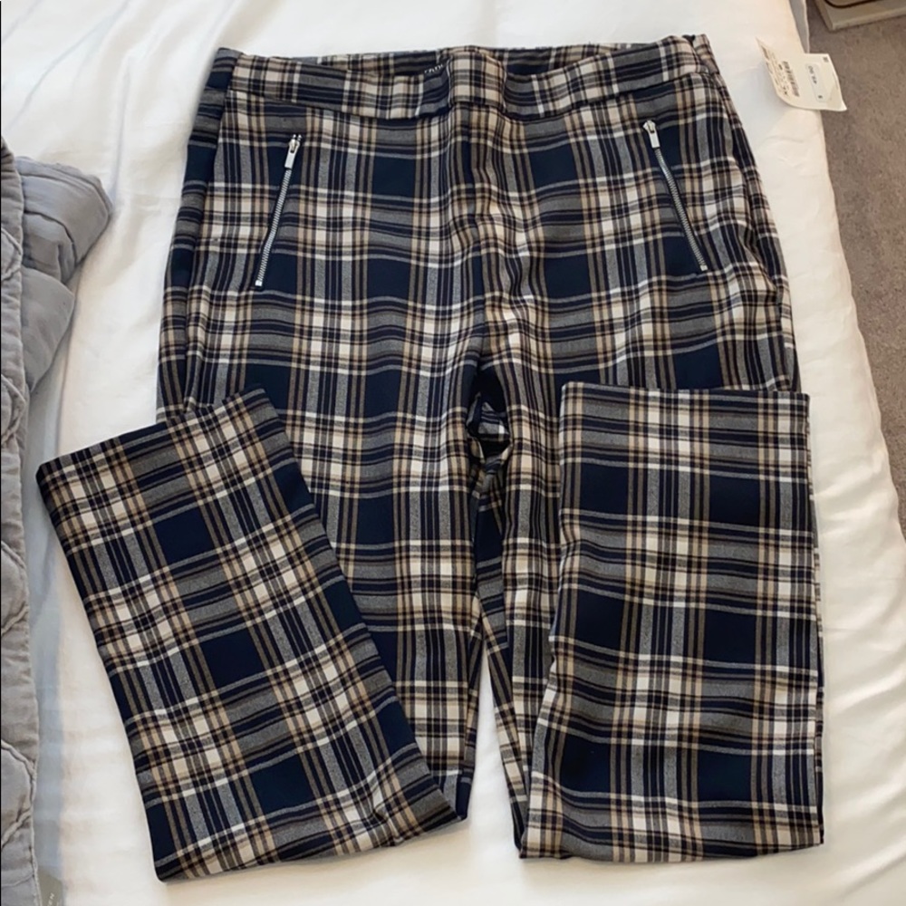 Navy/Taupe plaid business pants